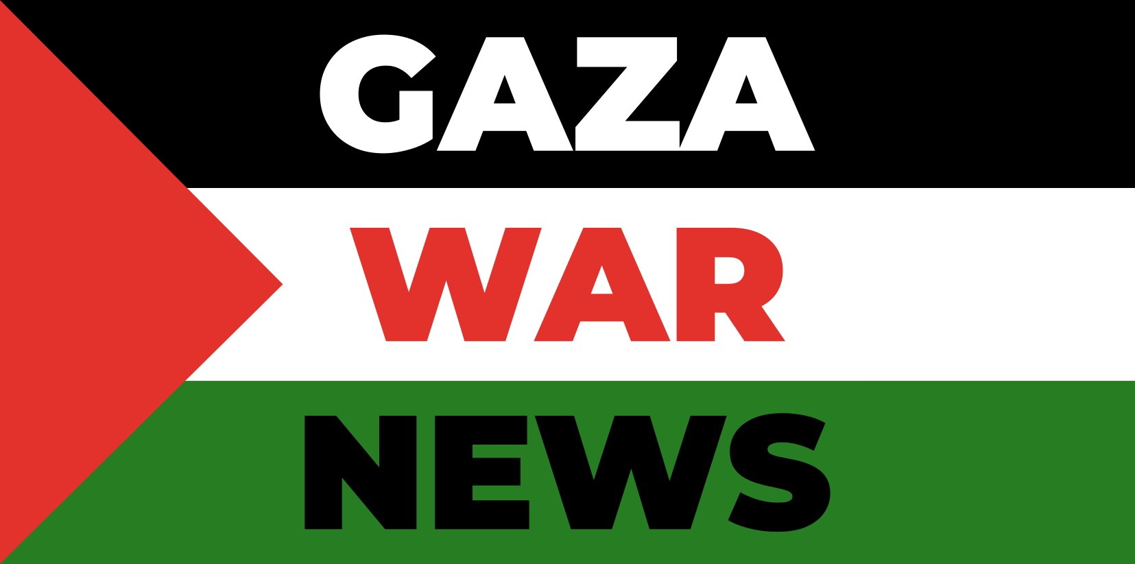 Gaza War News text on Palestinian flag