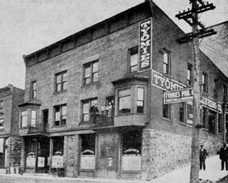 black and white picture of työmies publishing company building in hancock michigan